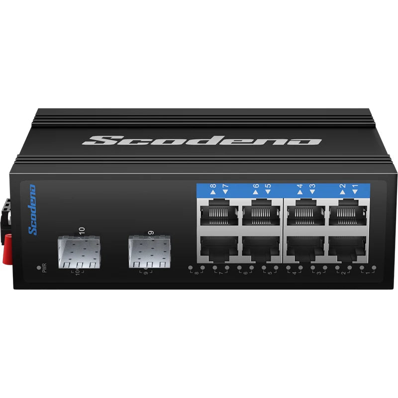 Scodeno - DIN Rail - 10 port - Gigabit 8-PoE - 2-SFP