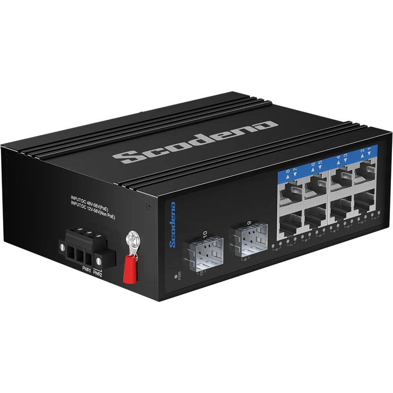 Scodeno - DIN Rail - 10 port - Gigabit 8-PoE - 2-SFP