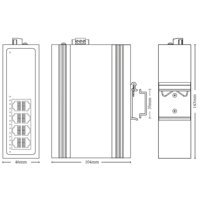 Scodeno - DIN Rail - 8 port - Gigabit + PoE