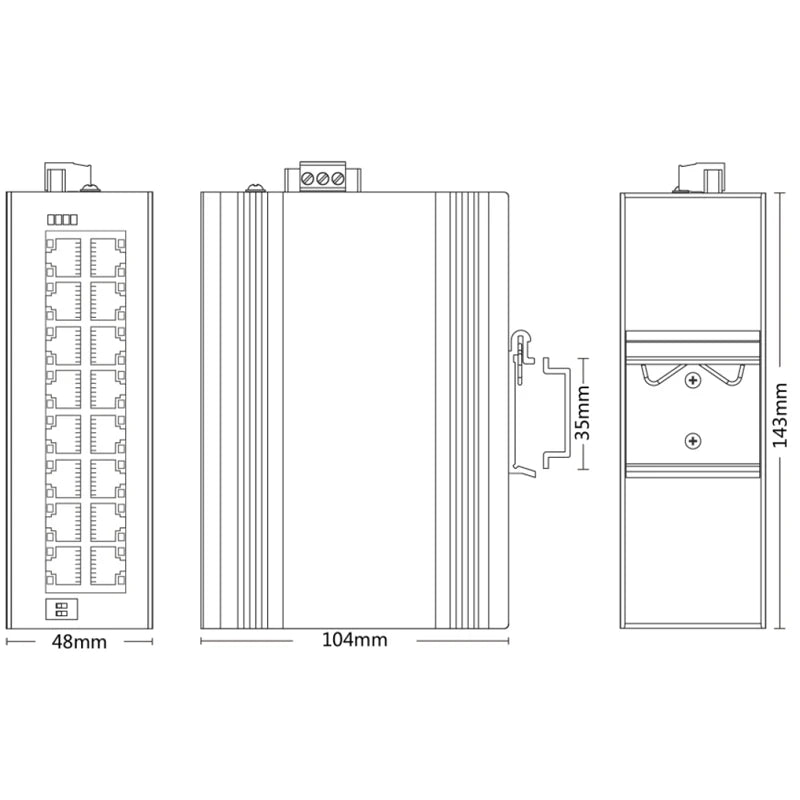 Scodeno - DIN Rail - 16 port - 10/100 MBps