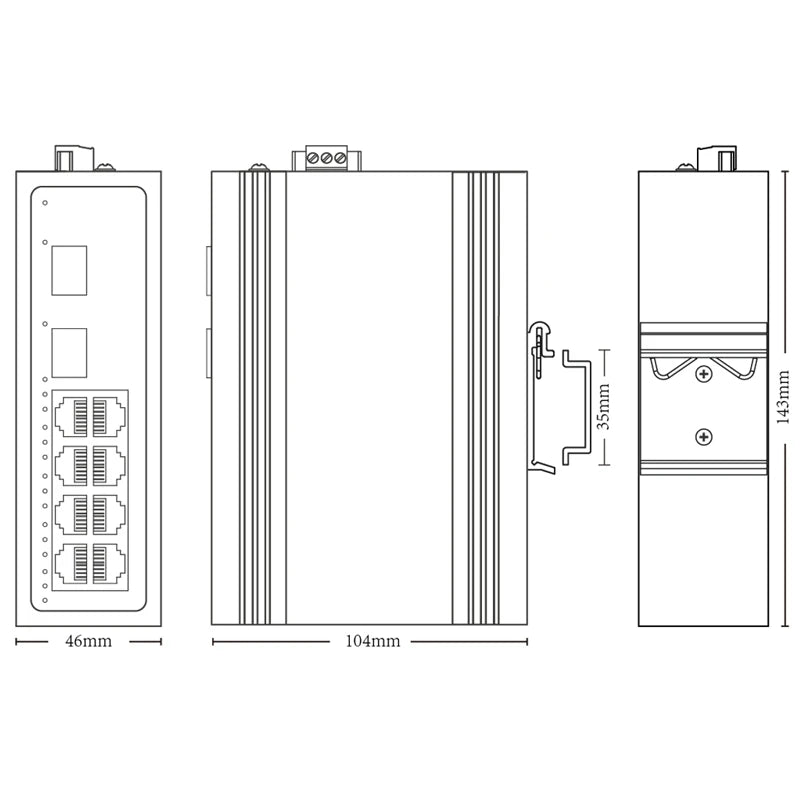 Scodeno - DIN Rail - 10 port - Gigabit 8-PoE - 2-SFP