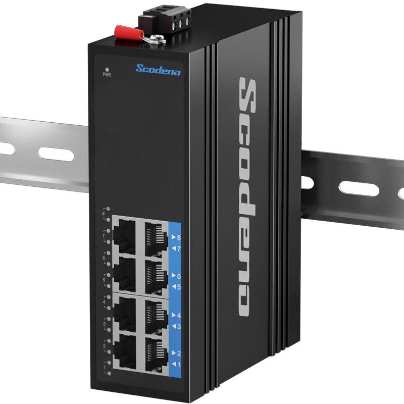 Scodeno - DIN Rail - 8 port - Gigabit + PoE