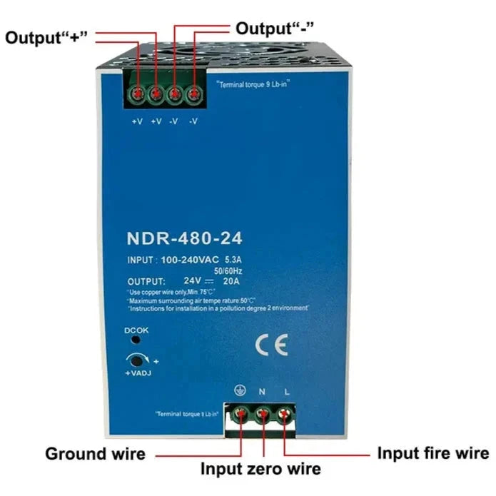 NDR-480 - DIN Power Supply - 480W - 48V - 10A