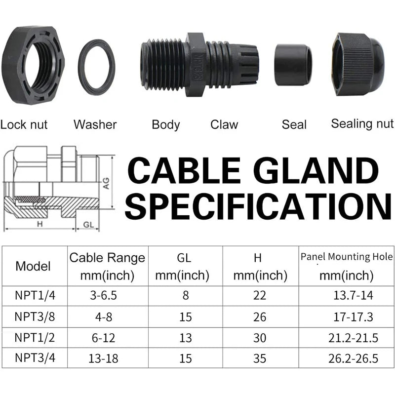 38Stks - Wartelset - Nylon - IP68 - PG7/PG21