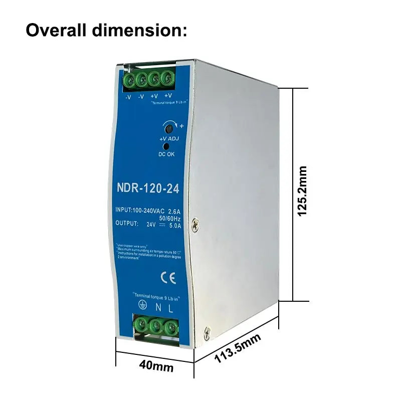 NDR-120 - DIN Power Supply - 120W - 12V - 10A