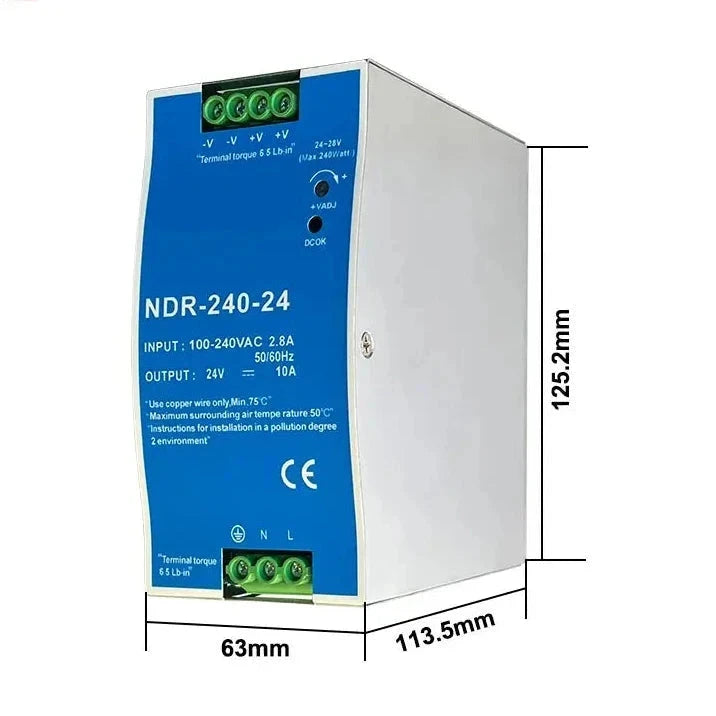 NDR-240 - DIN Power Supply - 240W - 24V - 10A